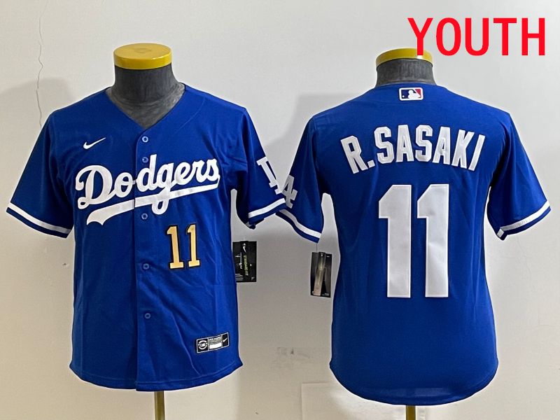 Youth Los Angeles Dodgers #11 R.Sasaki Blue Game 2025 Nike MLB Jersey style 3->youth mlb jersey->Youth Jersey